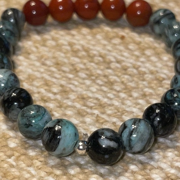 Red Jasper Zebra Jasper Handmade Healing Bracelets 7” Set of 3 Bracelets - Picture 7 of 7